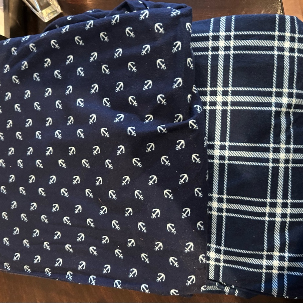 Avenue Navy and Light Blue Plaid pajamas. Set of 2 - Picture 3 of 4